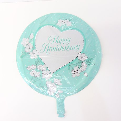 Happy Anniversary Aqua &amp; White Mylar Balloon