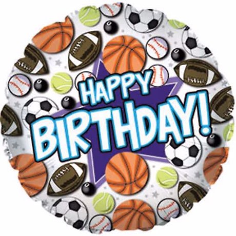 Happy Birthday Sports Mylar Balloon