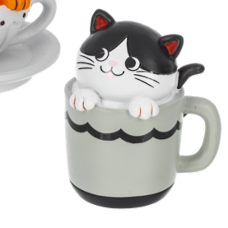 Cat Cafe Figurine-Black and White