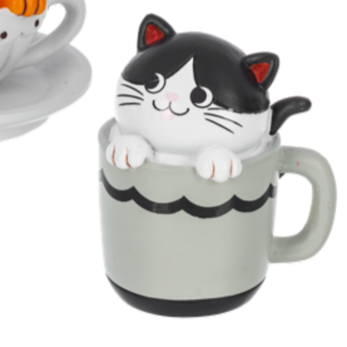 Cat Cafe Figurine-Black and White