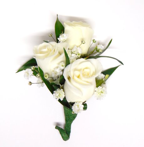 Triple White Spray Rose Boutonniere