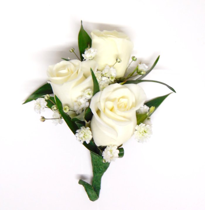 Triple White Spray Rose Boutonniere