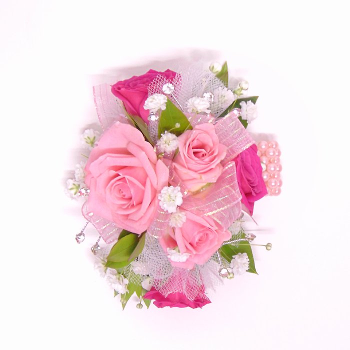 Pink &amp; Hot Pink Wrist Corsage-Bling