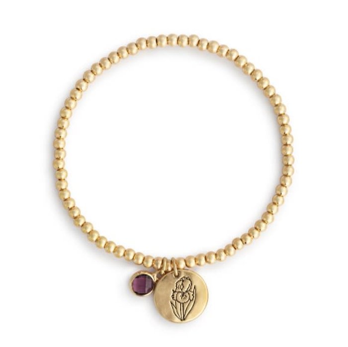 February Birthstone Flower Charm Bracelet