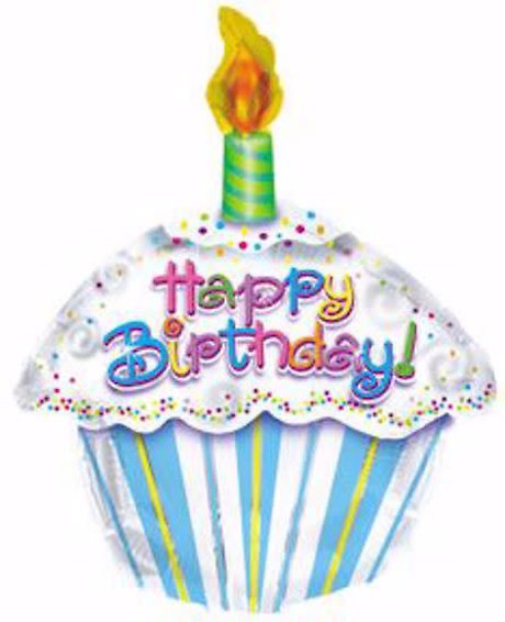Happy Birthday Cupcake &amp; Candle Mylar Balloon