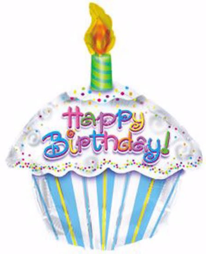 Happy Birthday Cupcake &amp; Candle Mylar Balloon