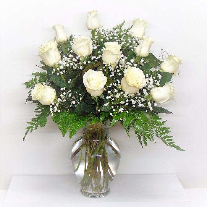 White Wonders - One Dozen Long Stem Roses