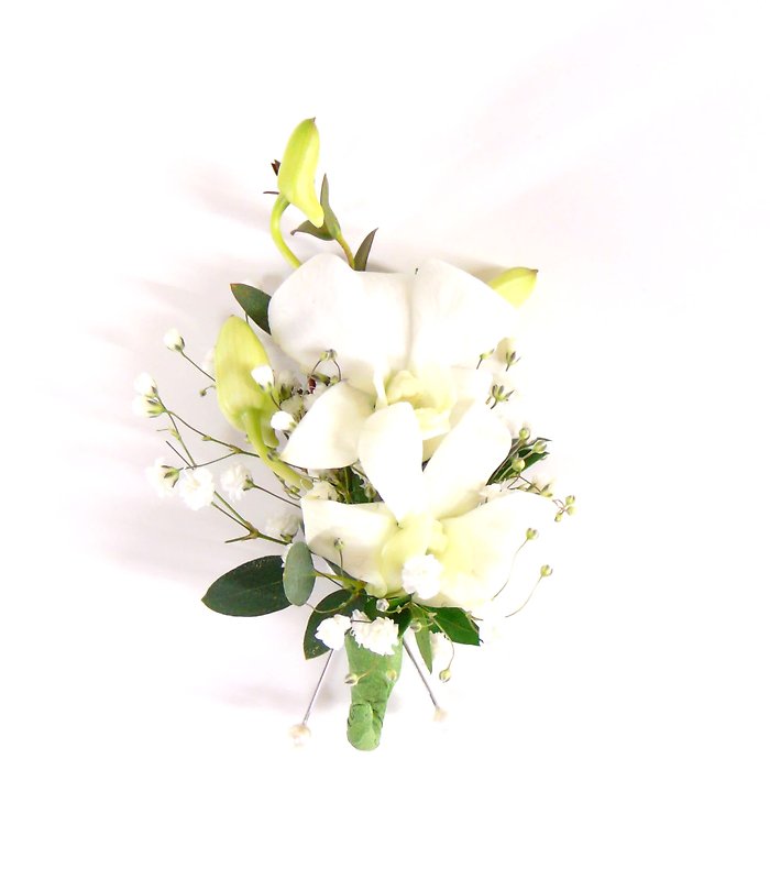 White Dendrobium Orchid Boutonniere