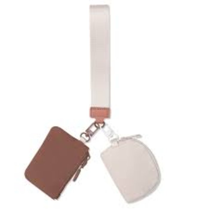 Dual Earthtone Coin Purse Key Chain
