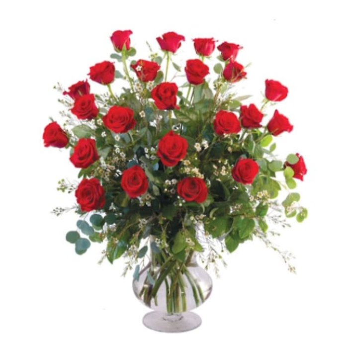 Two Dozen Red Roses Vase
