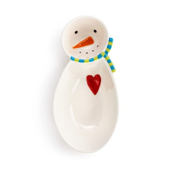 Snowman Heart Divided Dish