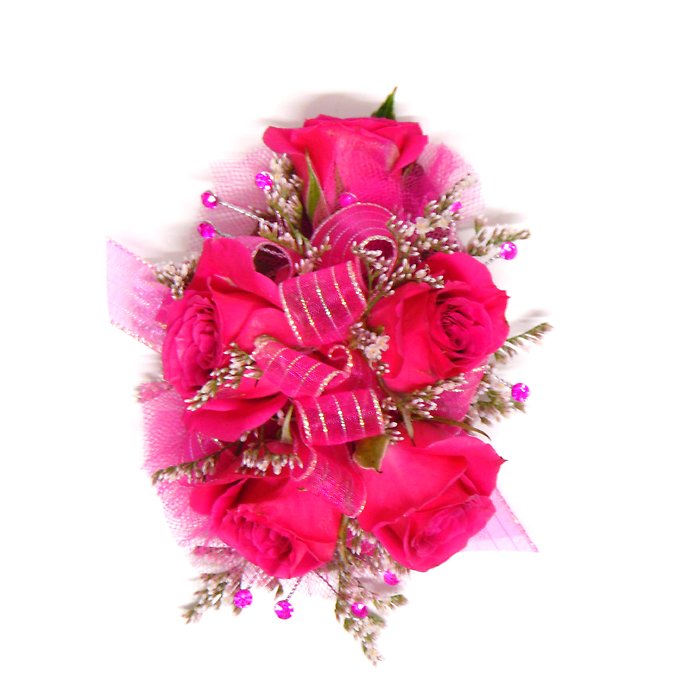 Hot Pink Rose Corsage-Hot Pink Accents