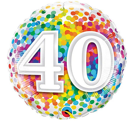 40 Rainbow Confetti Mylar Balloon