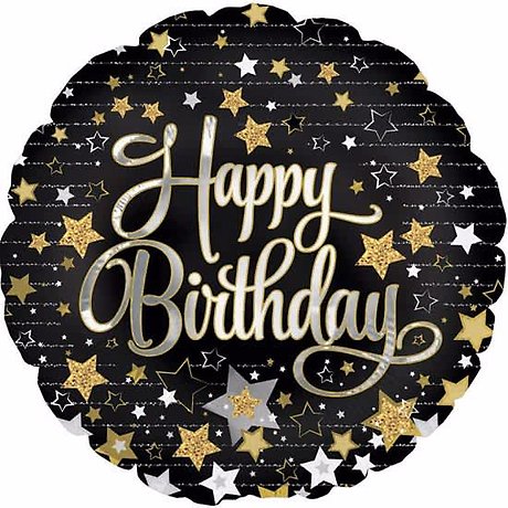 Happy Birthday Gold Stars Mylar Balloon