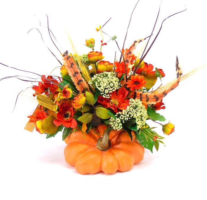 Fall Mosiac Silk Design in Orange Gourd