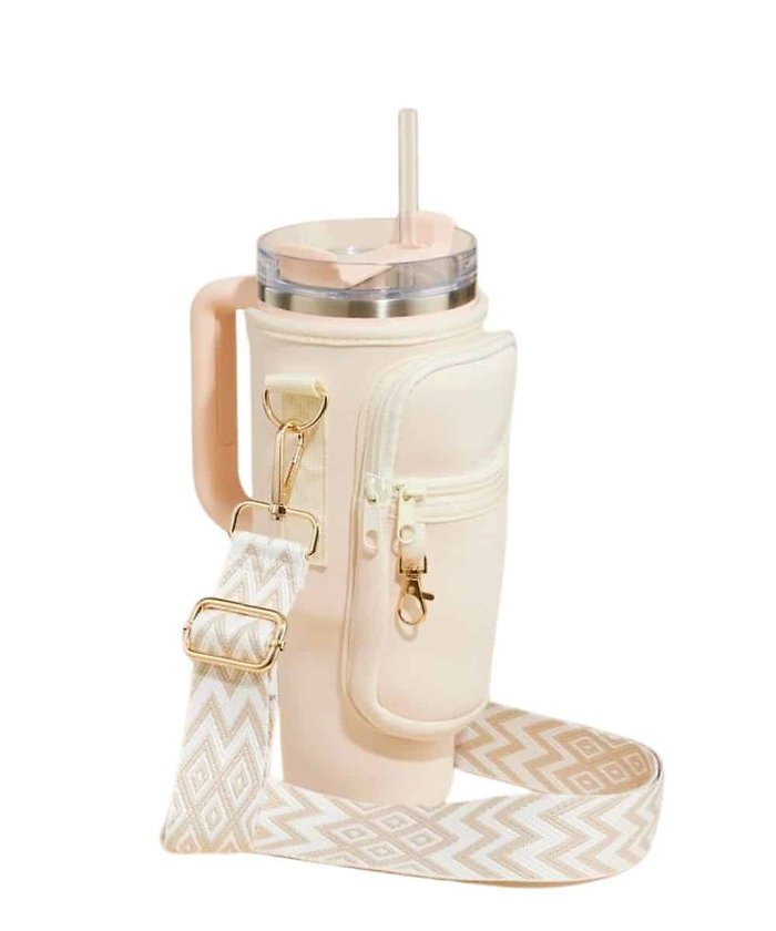 Ivory Crossbody Tumbler Bag/Purse with Strap