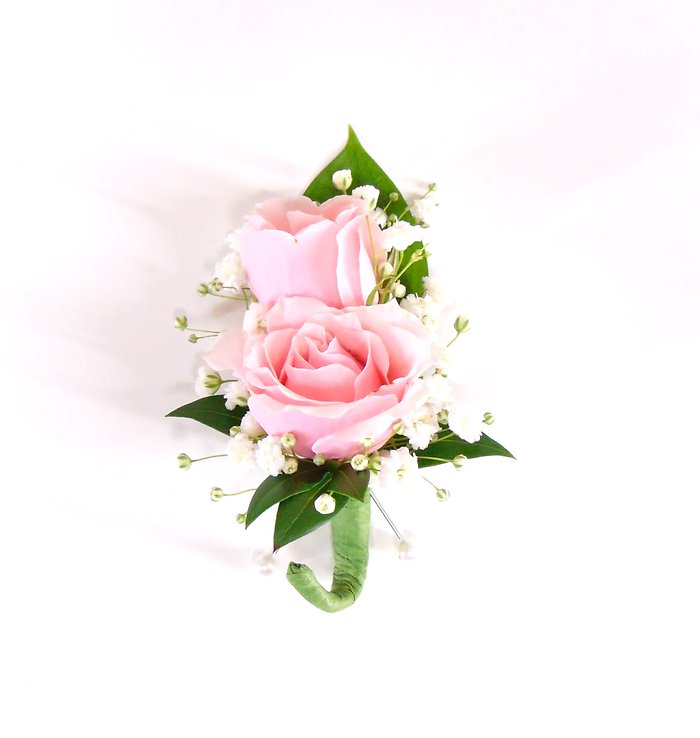 Two Pink Spray Rose Boutonniere