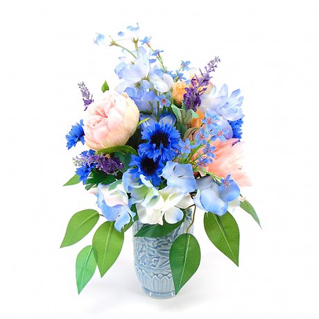 Blue Blossom Vase Silk Design