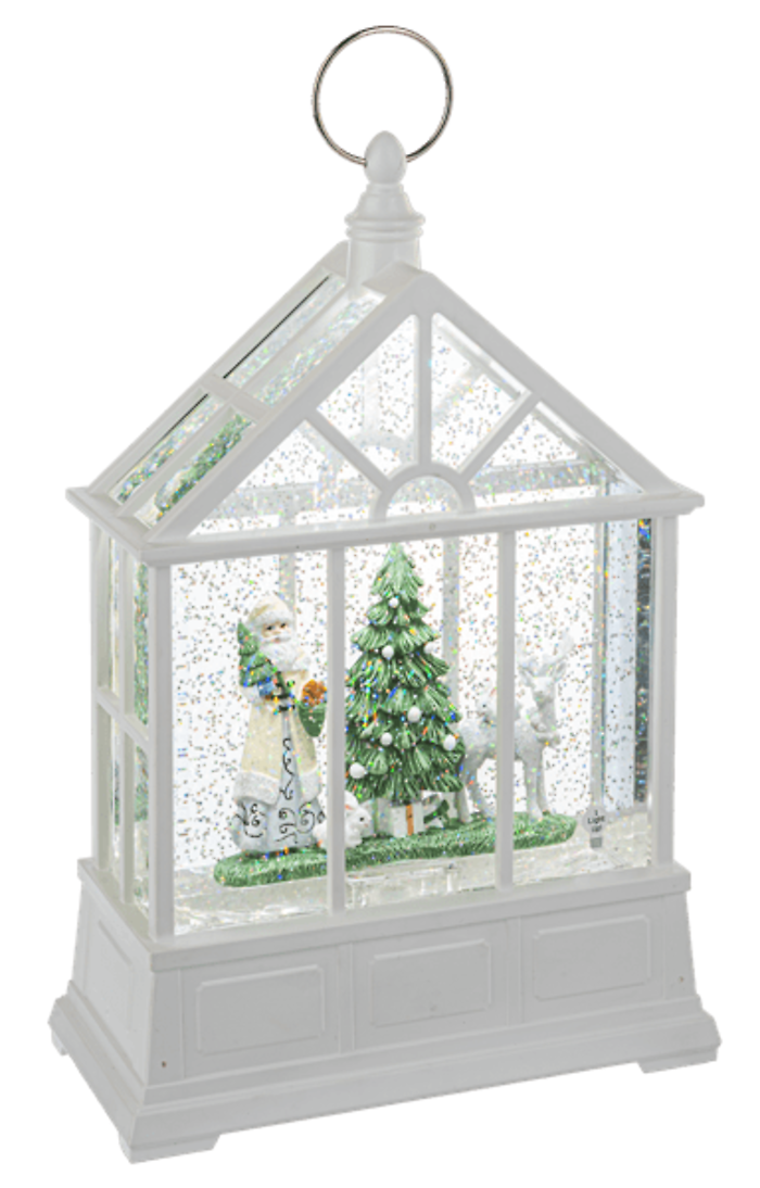 LED Light Up Shimmer Santa Greenhouse Figurine