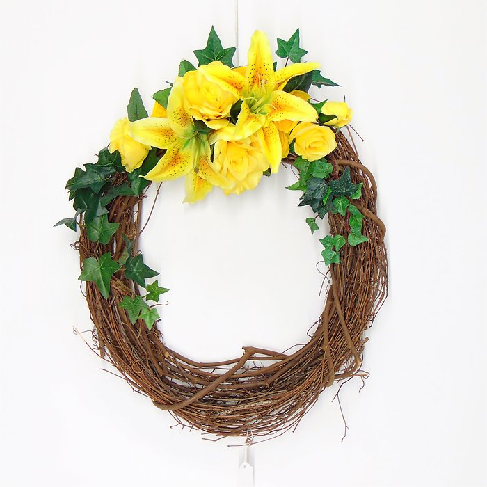 Yellow Lily Grapevine Wreath