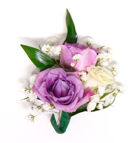 Triple Lavender &amp; White Spray Rose Boutonniere