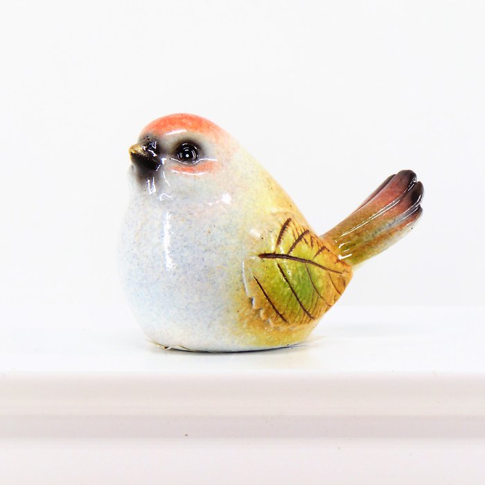 Mini Leaf Bird-White with Red