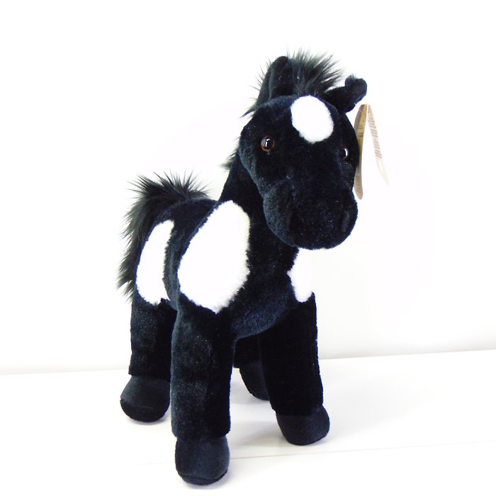 Plush Standing Horse-Black &amp; White