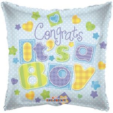 Congrats It\'s a Boy Square Mylar Balloon