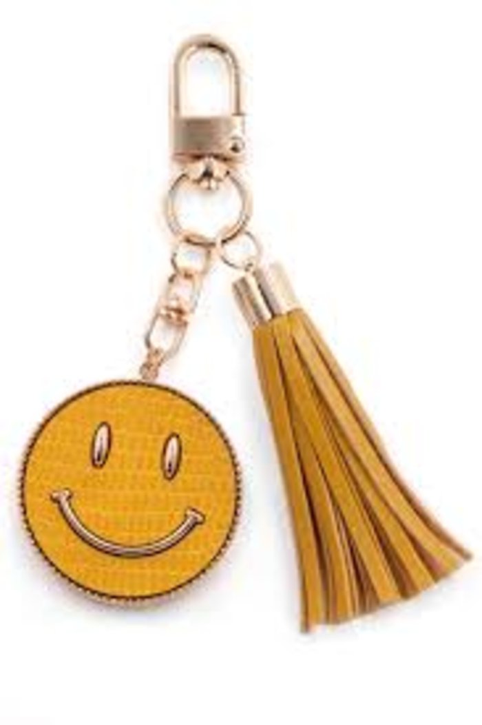 Smiley Face Coin Keychain-Gold