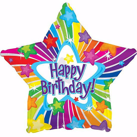 Happy Birthday Bright Stars Mylar Balloon