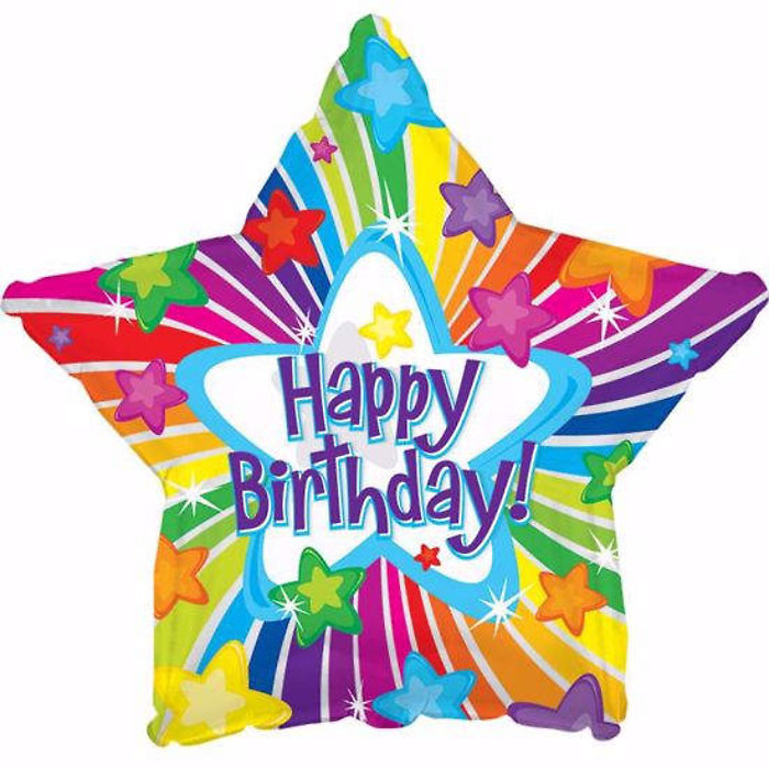 Happy Birthday Bright Stars Mylar Balloon