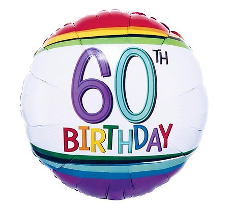 60th Birthday Stripes Mylar Balloon