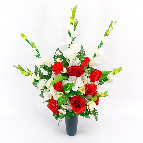 Red and White Memorial Silk Cemetery Design