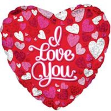 I Love You Prism Hearts Mylar Balloon
