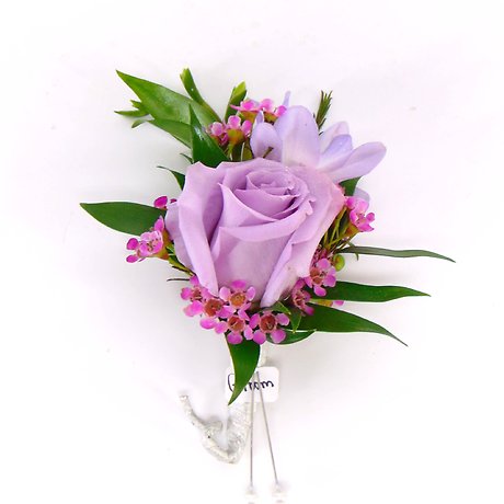 Lavender Rose &amp; Freesia Boutonniere