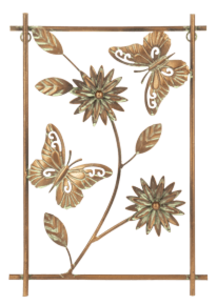 Gold Patina Butterfly &amp; Flower Wall Decor