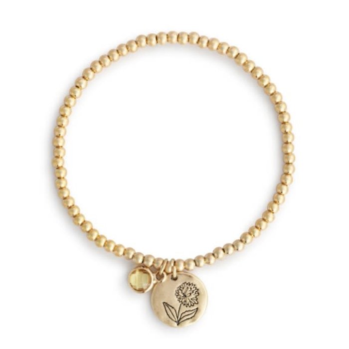 November Birthstone Flower Charm Bracelet