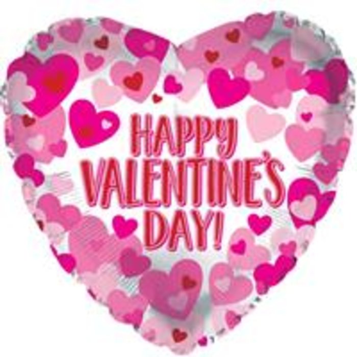 Happy Valentine\'s Day Pink Hearts Mylar Balloon