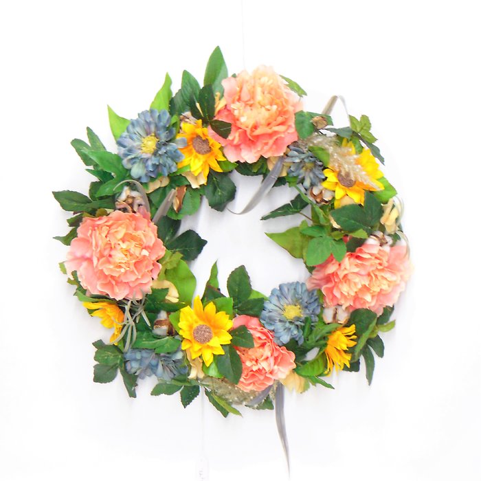 Peach and Yellow Silk Wreath