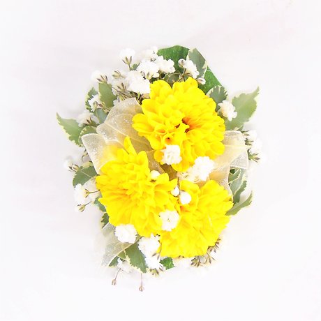 Mini Sunflower &amp; Ivory Wrist Corsage