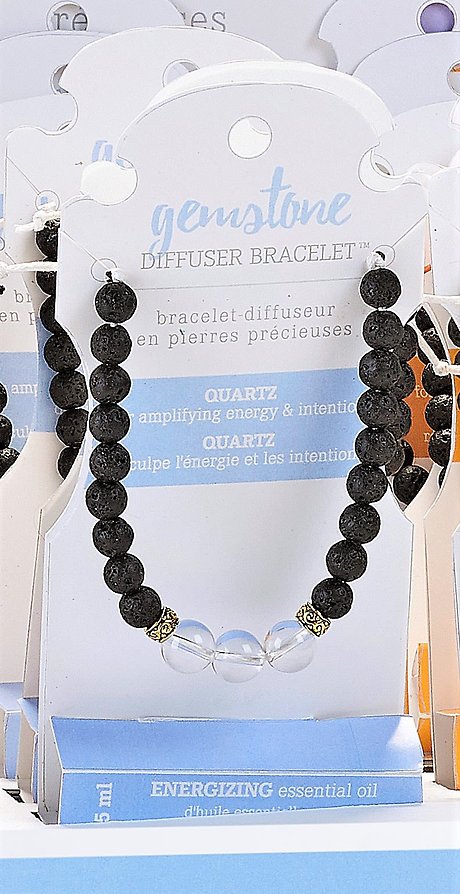 Quartz &amp; Lava Bead Energizing Essential Oil Bracelet