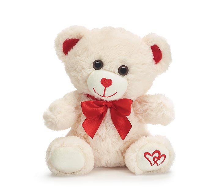 Bear with Heart Shaped Nose & Hearts Accent